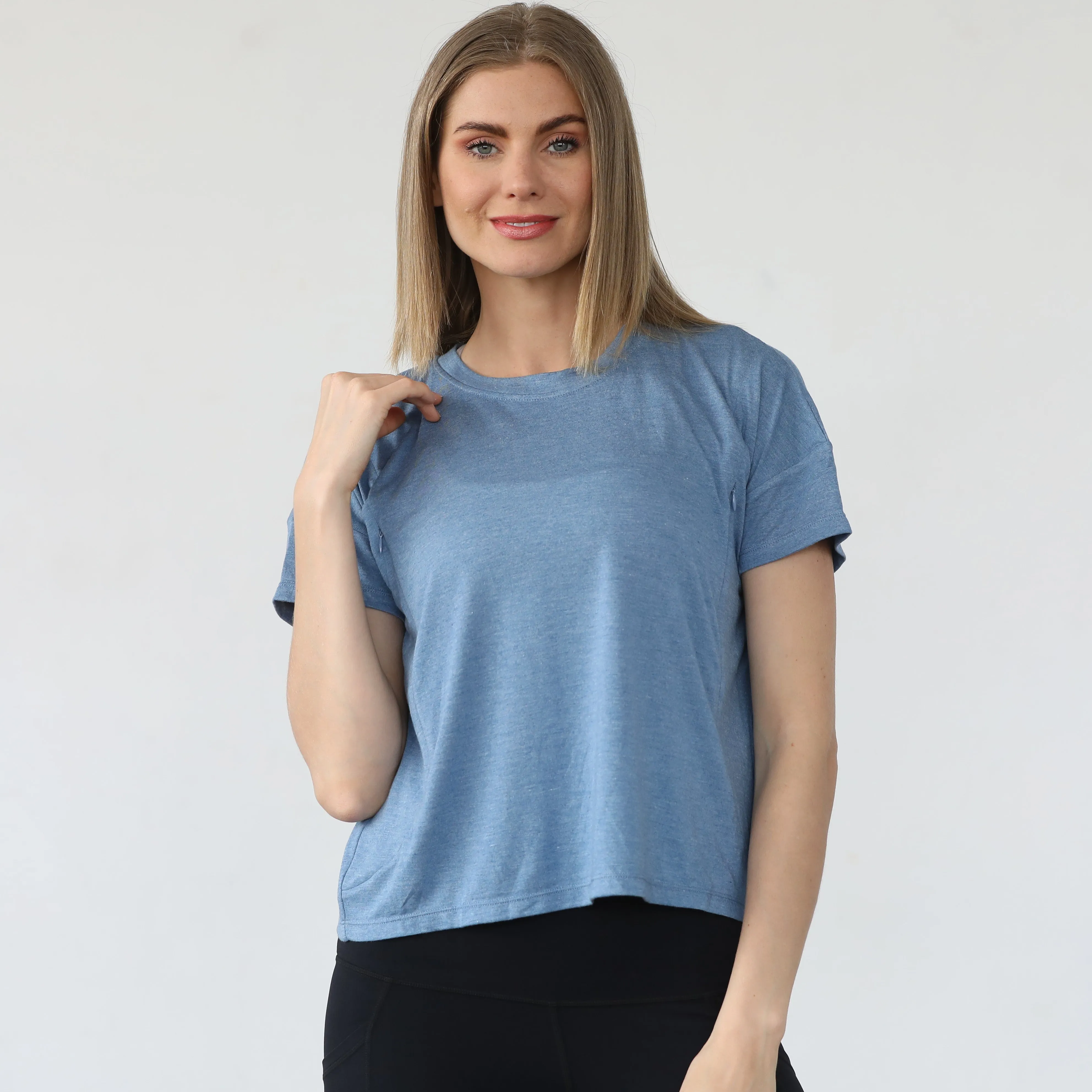 Abigail Short Sleeve Nursing T-Shirt (Pacific Blue)