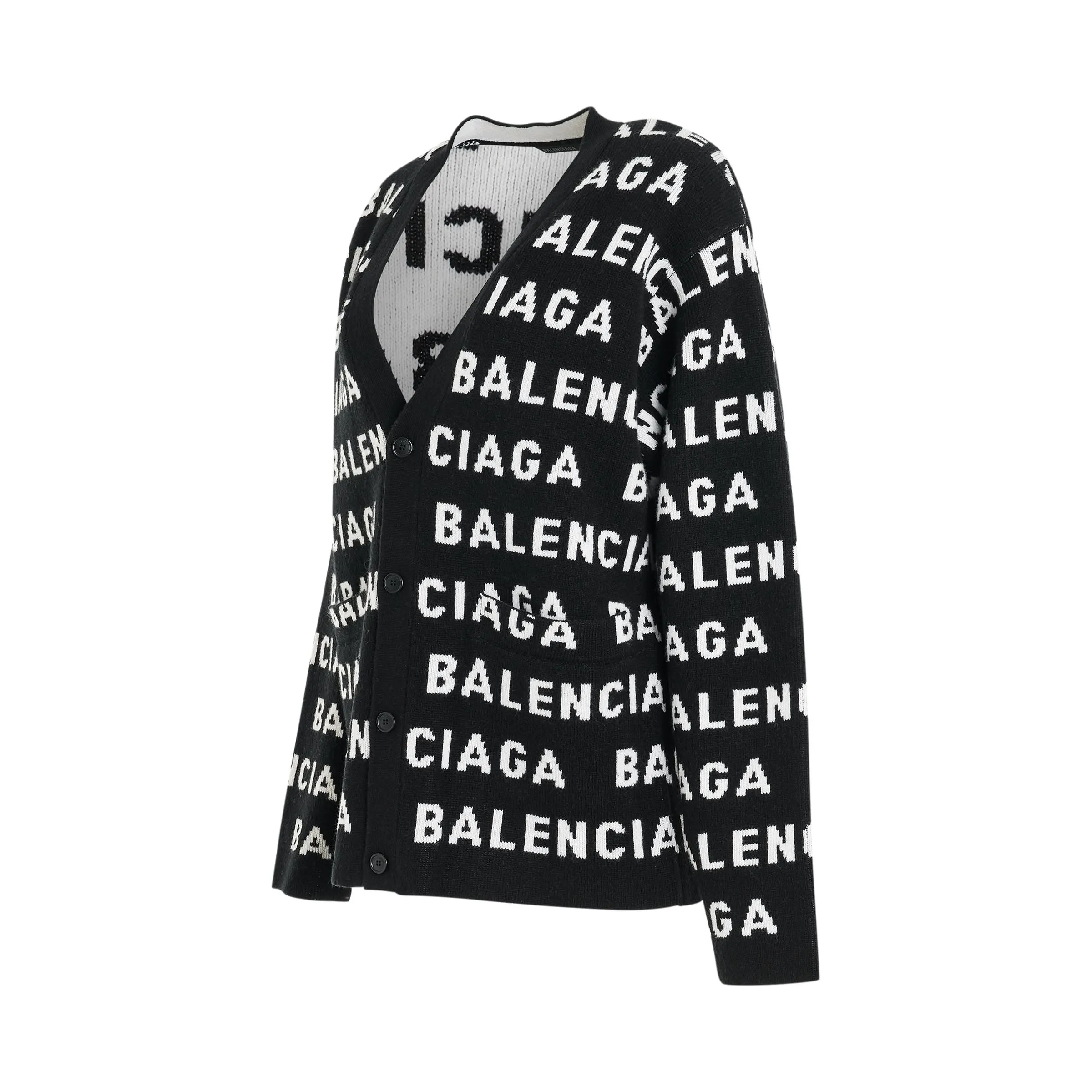 All-Over Logo Cardigan in Black/White