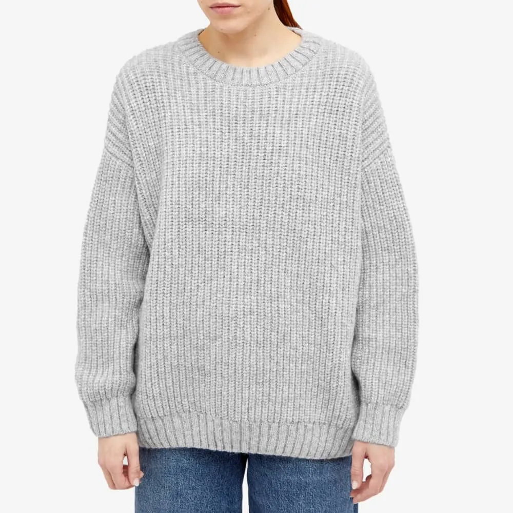 Anine Bing Sydney Knitted Crew Neck Jumper, Gray