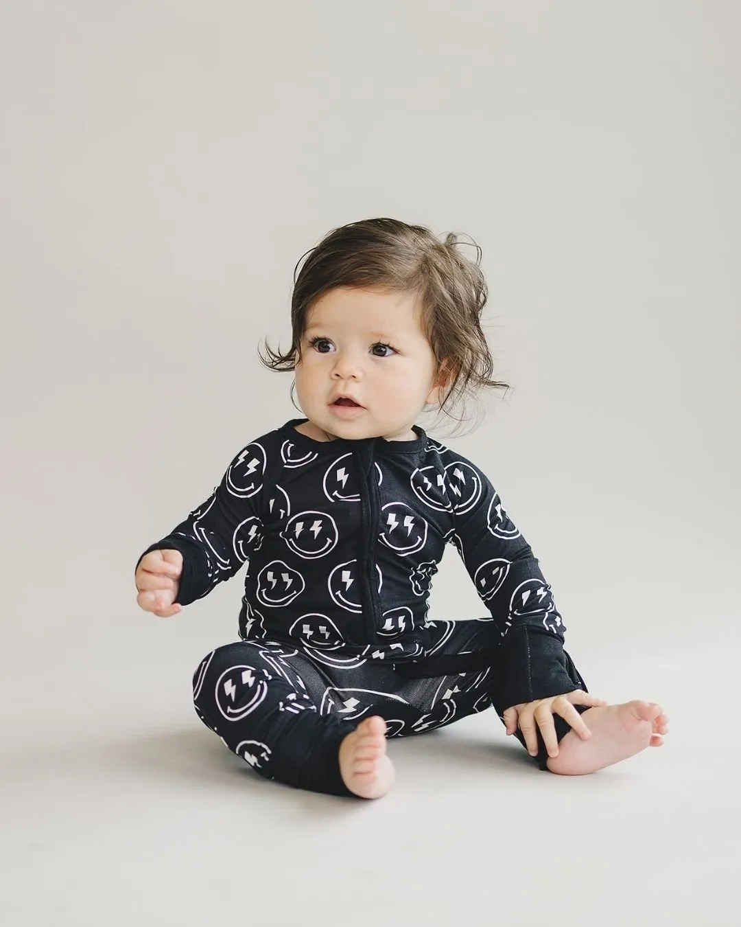 Bamboo Zip Romper | Electric Smiley