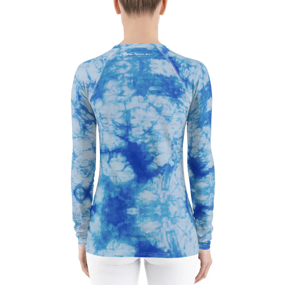 Blue Tie Dye Long Sleeve Tops