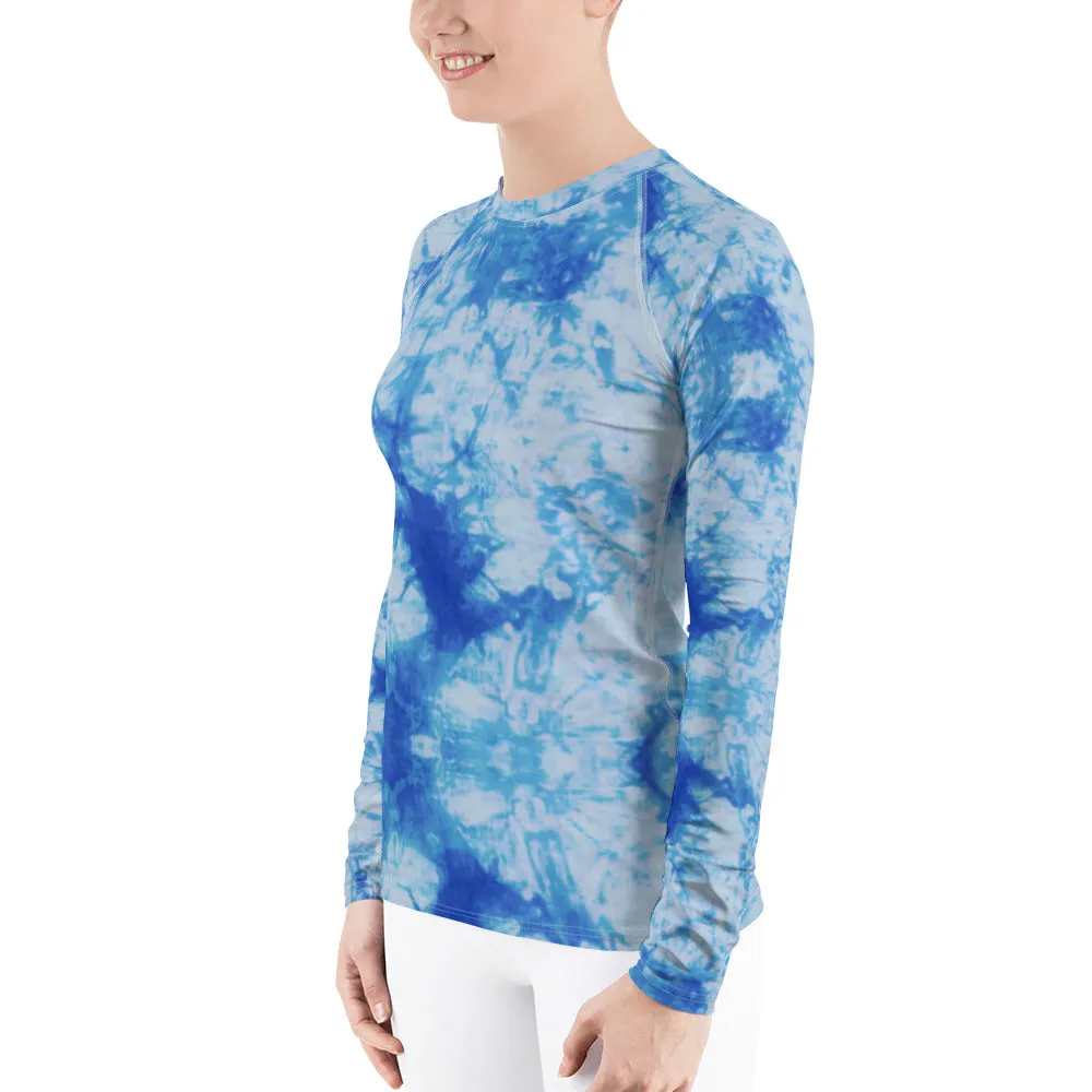 Blue Tie Dye Long Sleeve Tops