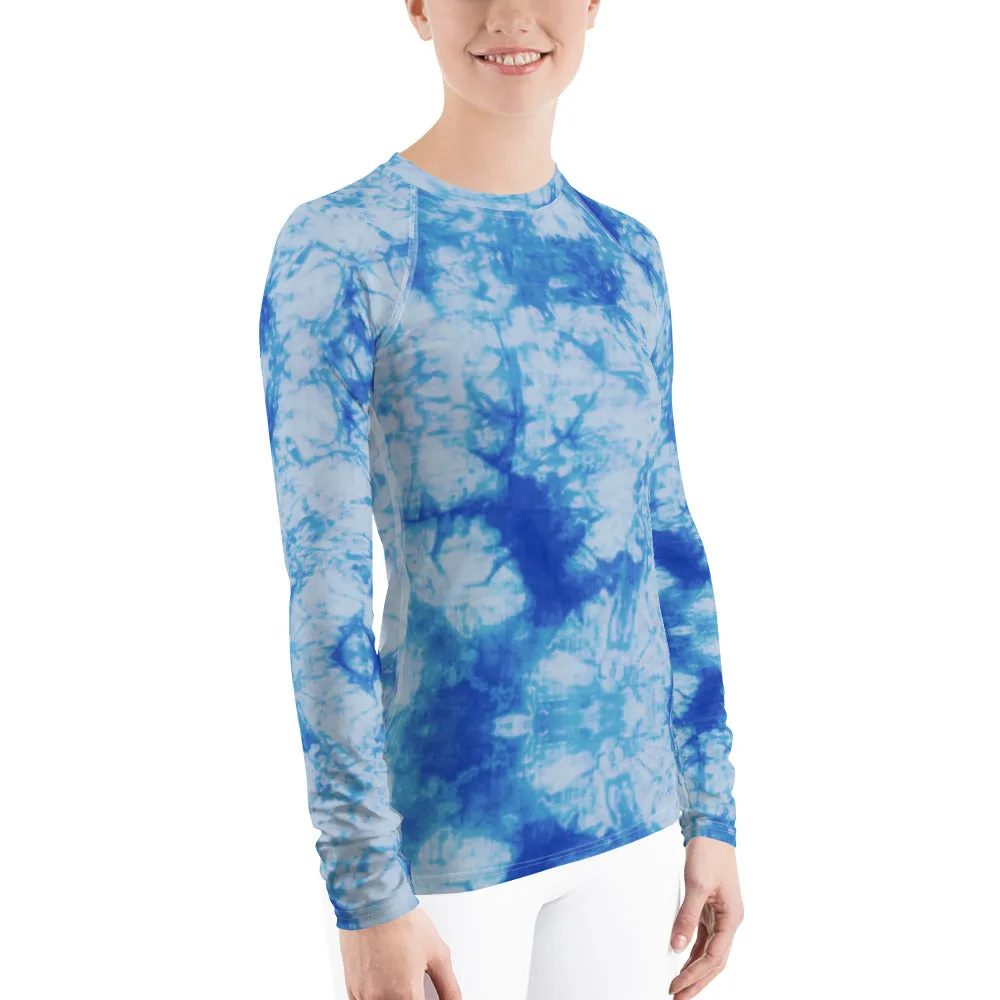 Blue Tie Dye Long Sleeve Tops