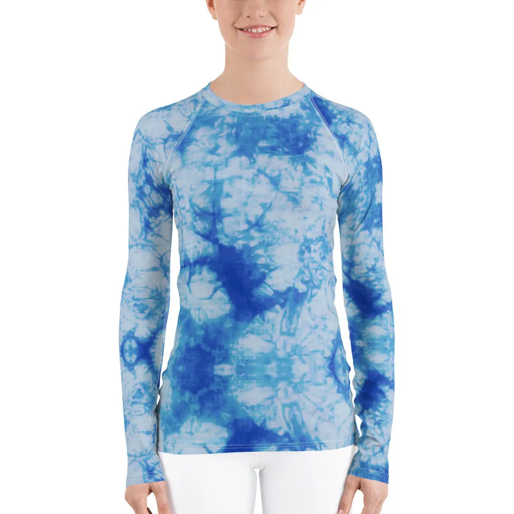 Blue Tie Dye Long Sleeve Tops