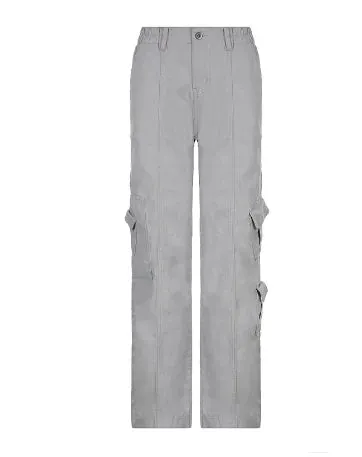 Cargo Solid Baggy Pants^