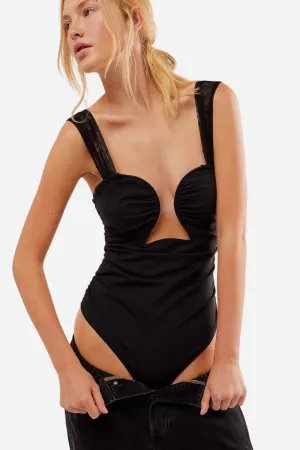 Free People Double Take Bodysuit in Black