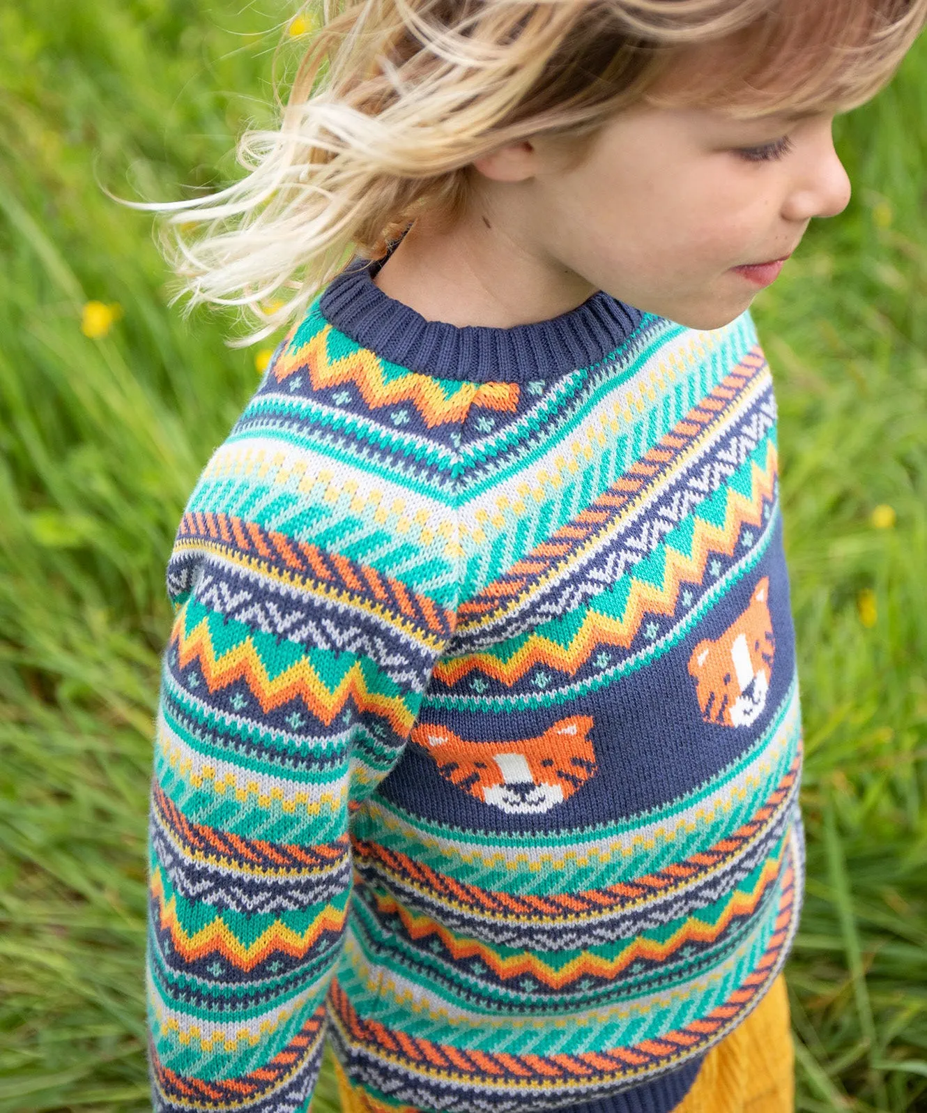 Frugi Fowey Fairisle Knitted Jumper - Tiger