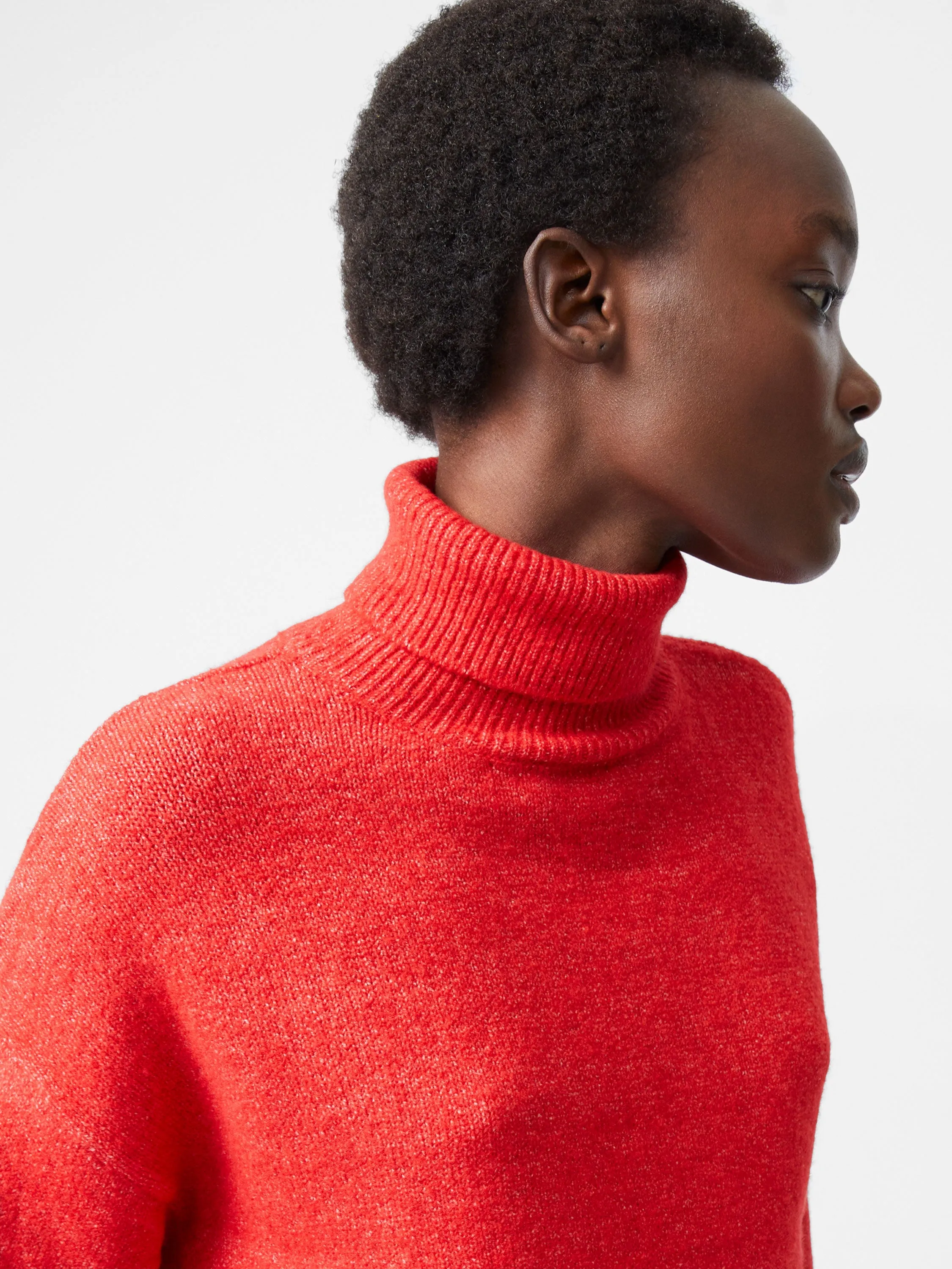 Funnel Neck Stepped Hem Jumper