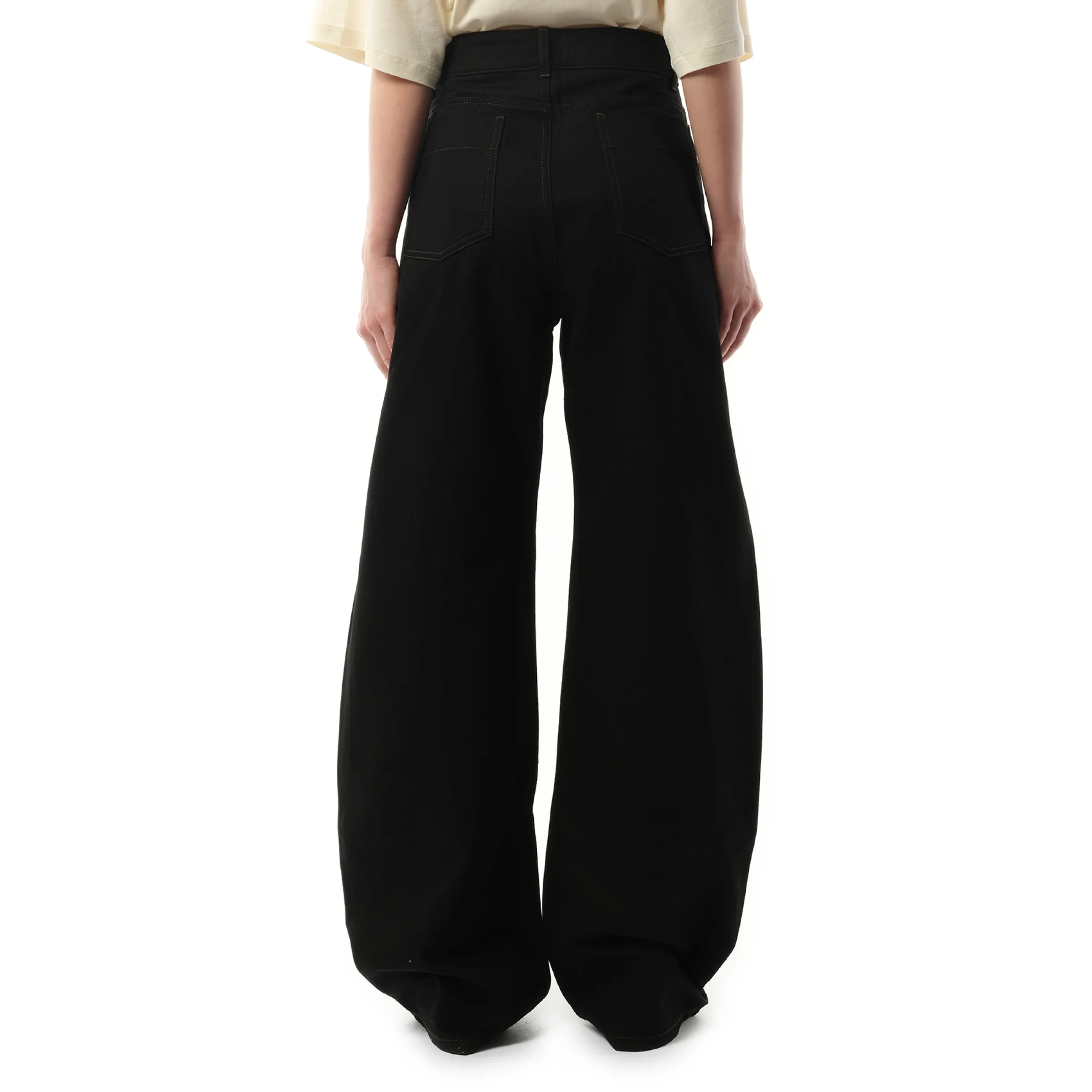 High Waisted Curved Pants in Black