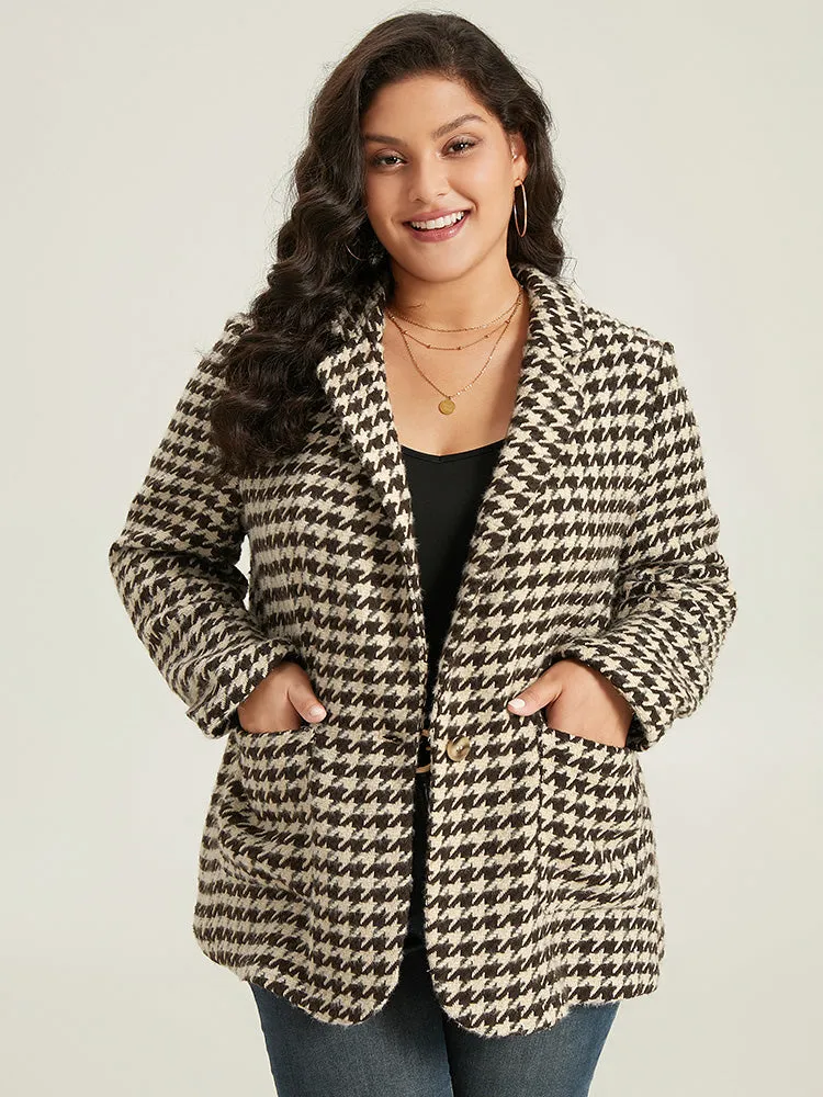 Houndstooth Patched Pocket Button Up Blazer