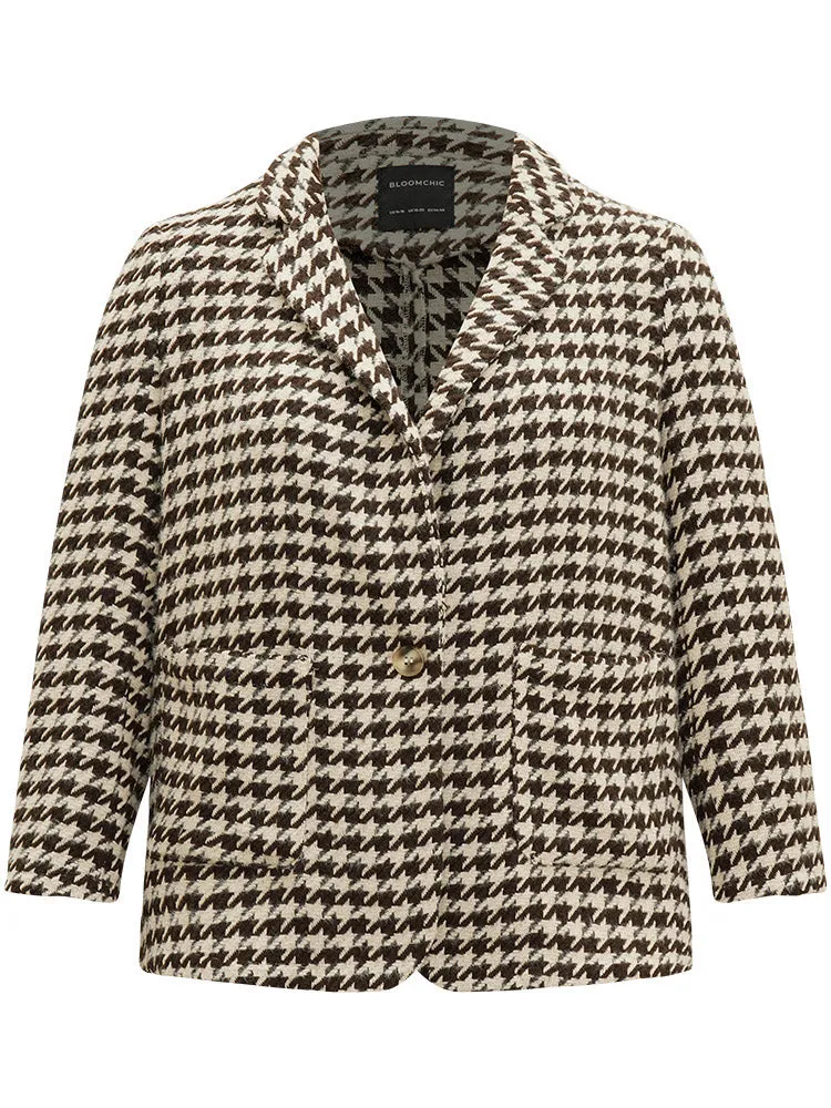 Houndstooth Patched Pocket Button Up Blazer