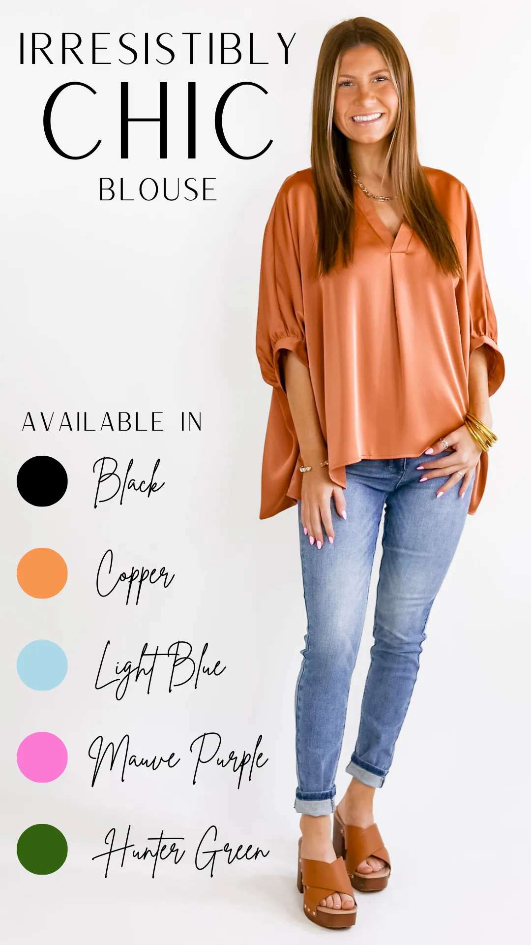 Irresistibly Chic Half Sleeve Oversized Blouse in Copper