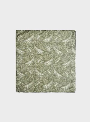 Italian Tencel Biodegradable Green Paisley Hankie