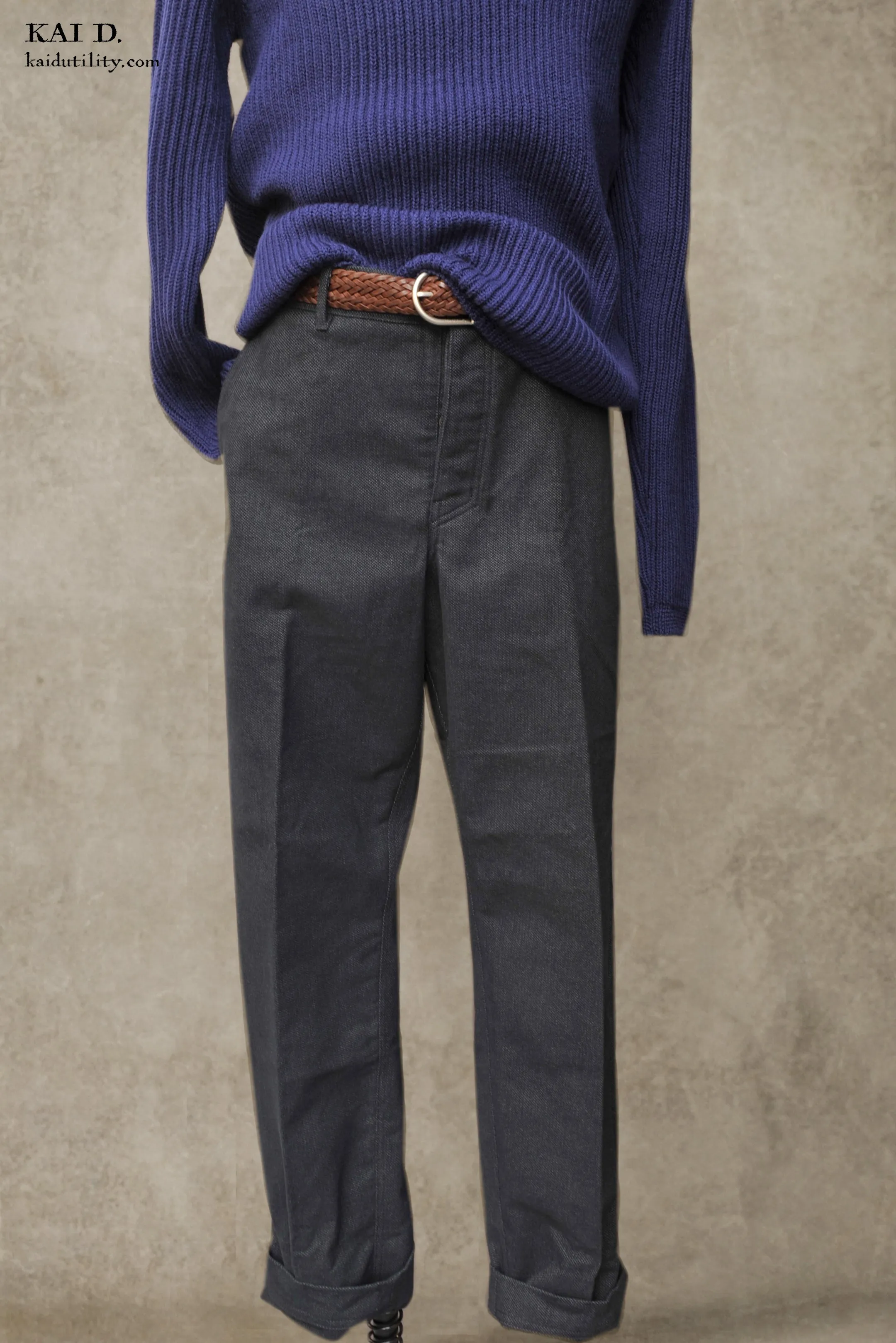 Ken Wide Cut Trousers - Broken Blue - M