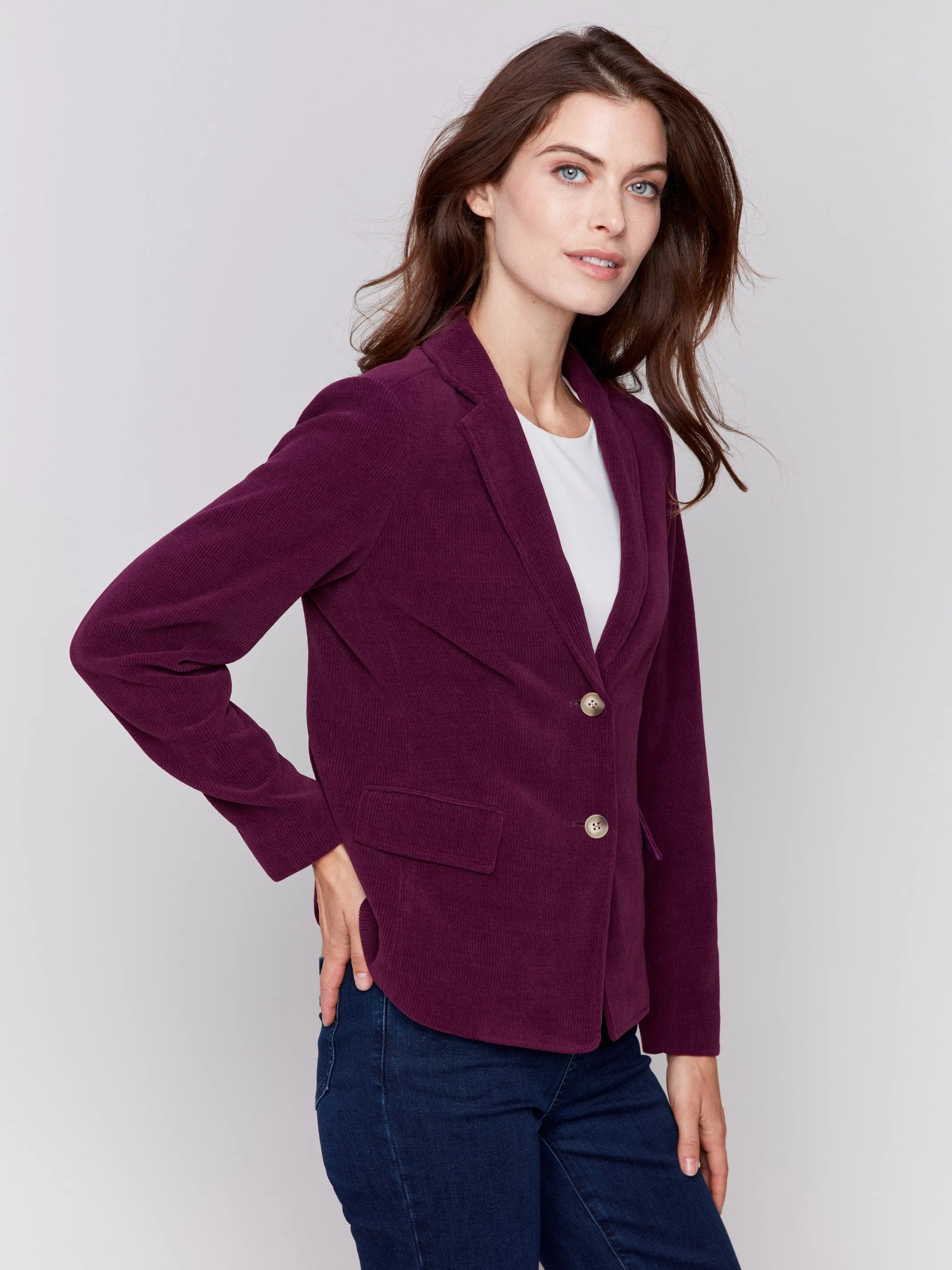 Knit Corduroy Blazer - Mulberry