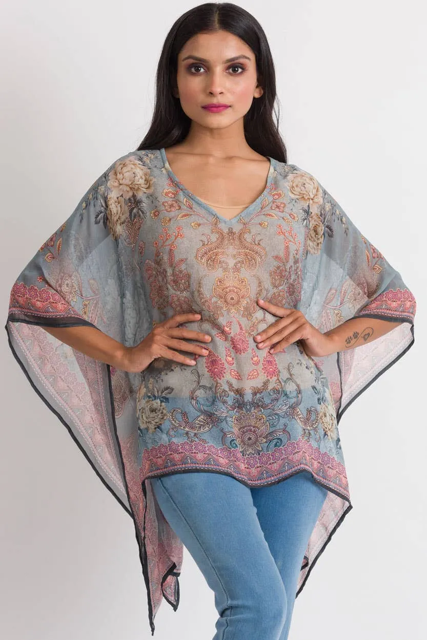 Kumari Cupro Tops: Turquoise Multi