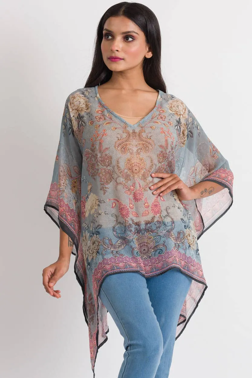 Kumari Cupro Tops: Turquoise Multi