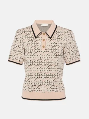 Logo jacquard polo top