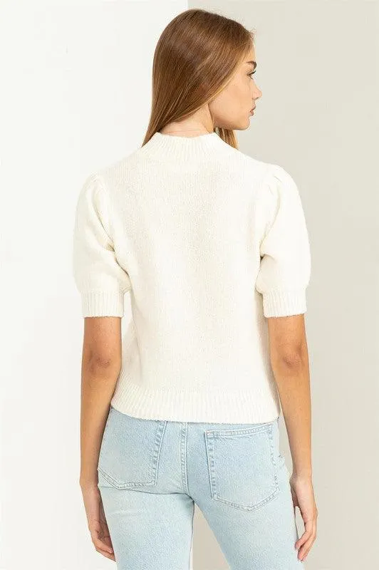 Lovely Puff Sleeve Sweater Top