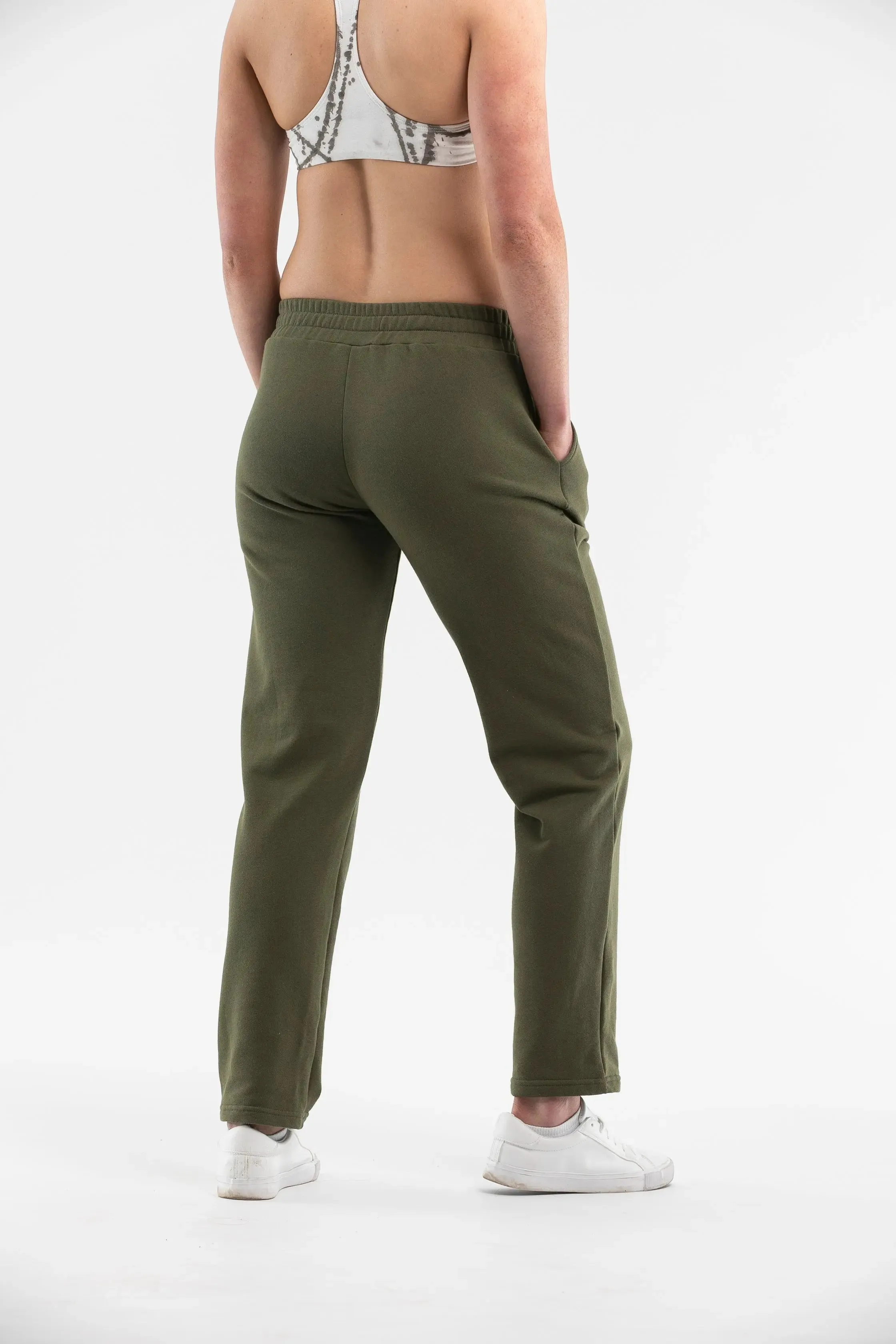 Luna Organic Open Leg Pants | Khaki