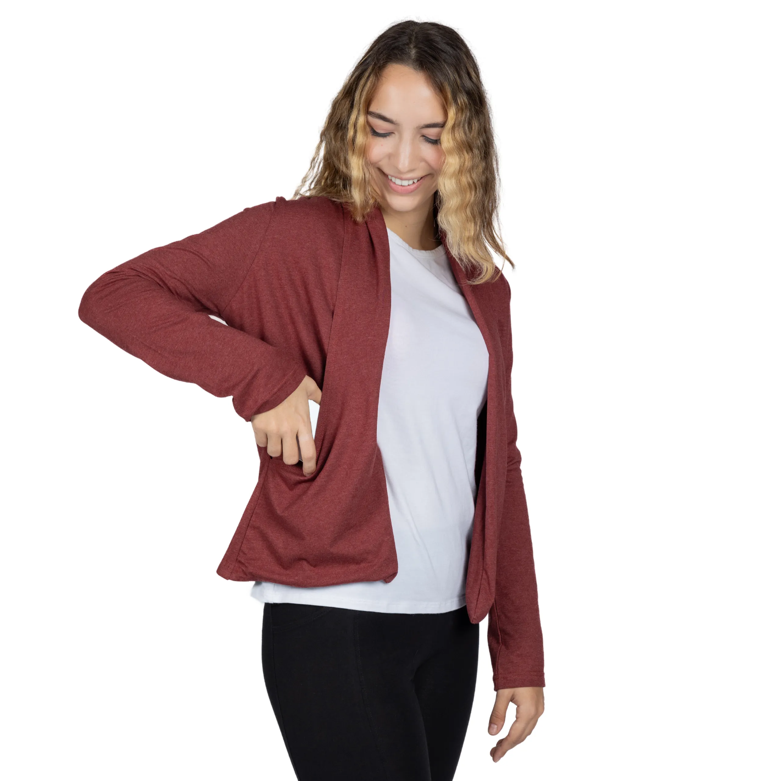 Maroon Shorter-Length Cardigan