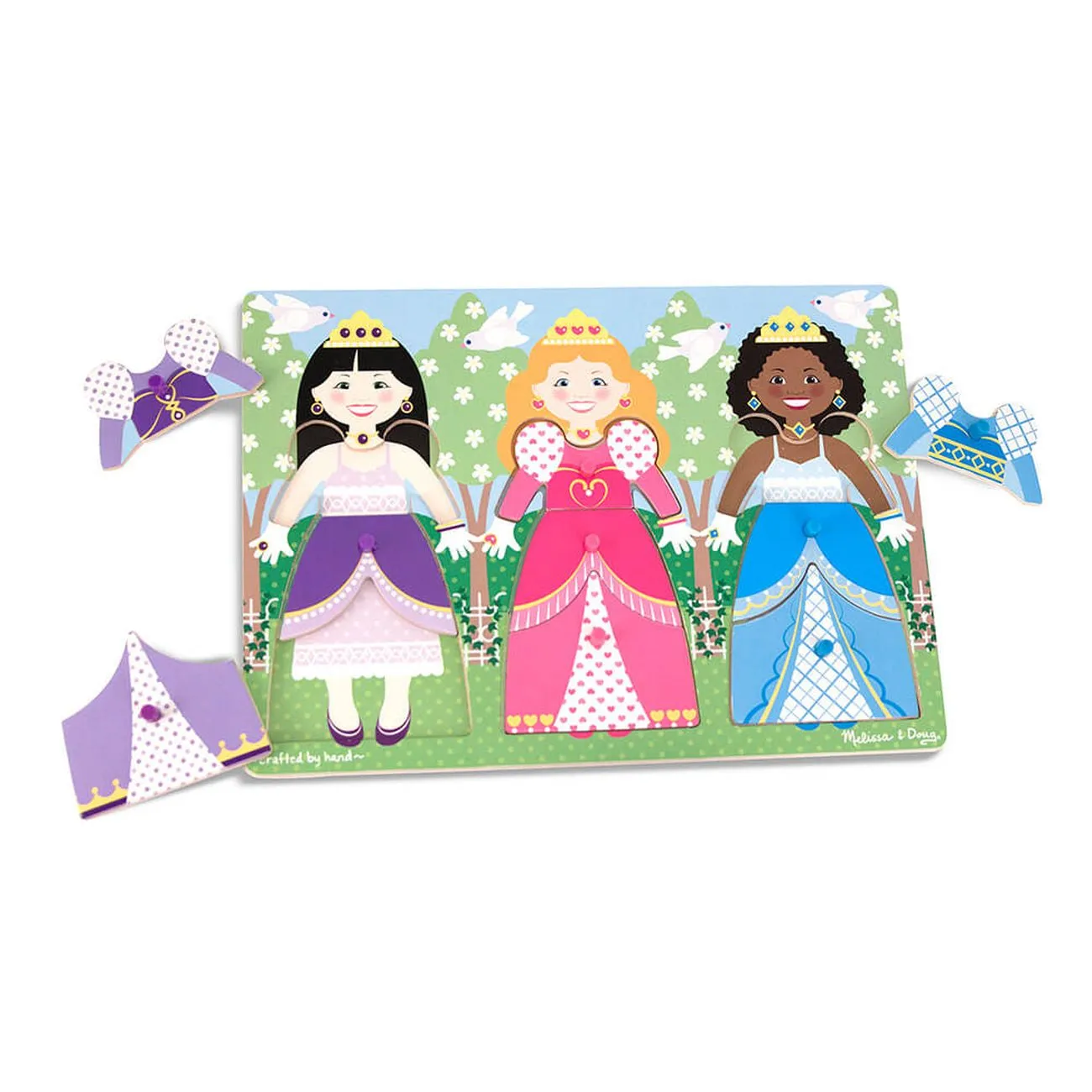 Melissa & Doug Classic Peg Puzzle Dress-Up Princesses