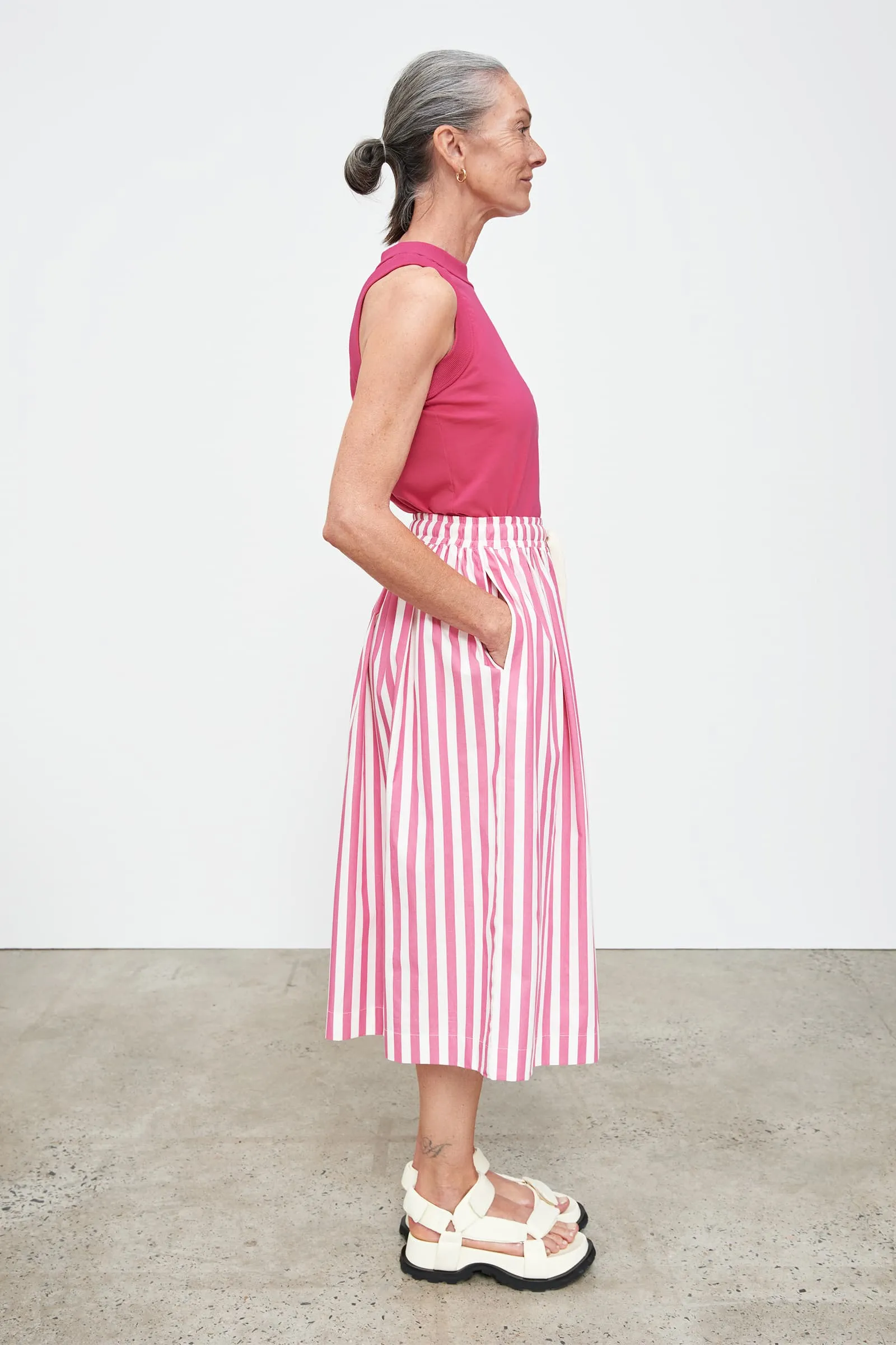 Mina Skirt - Fuchsia Stripe