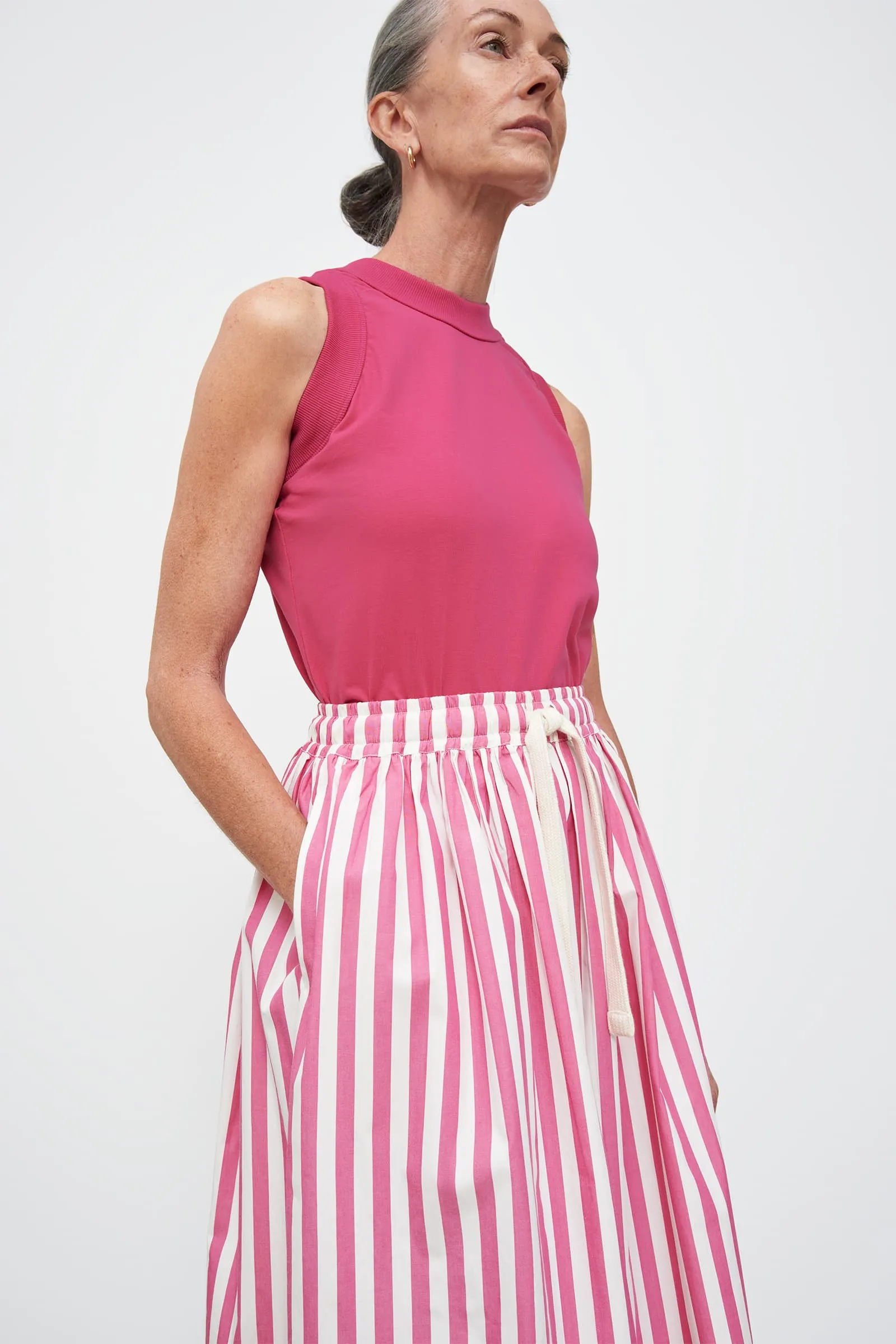 Mina Skirt - Fuchsia Stripe