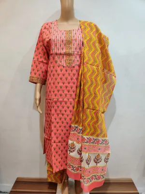 Mock Orange kurta pant dupatta set