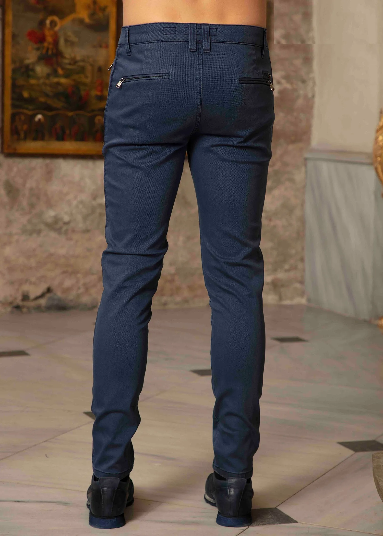 Navy Side Zipper Travel Pants