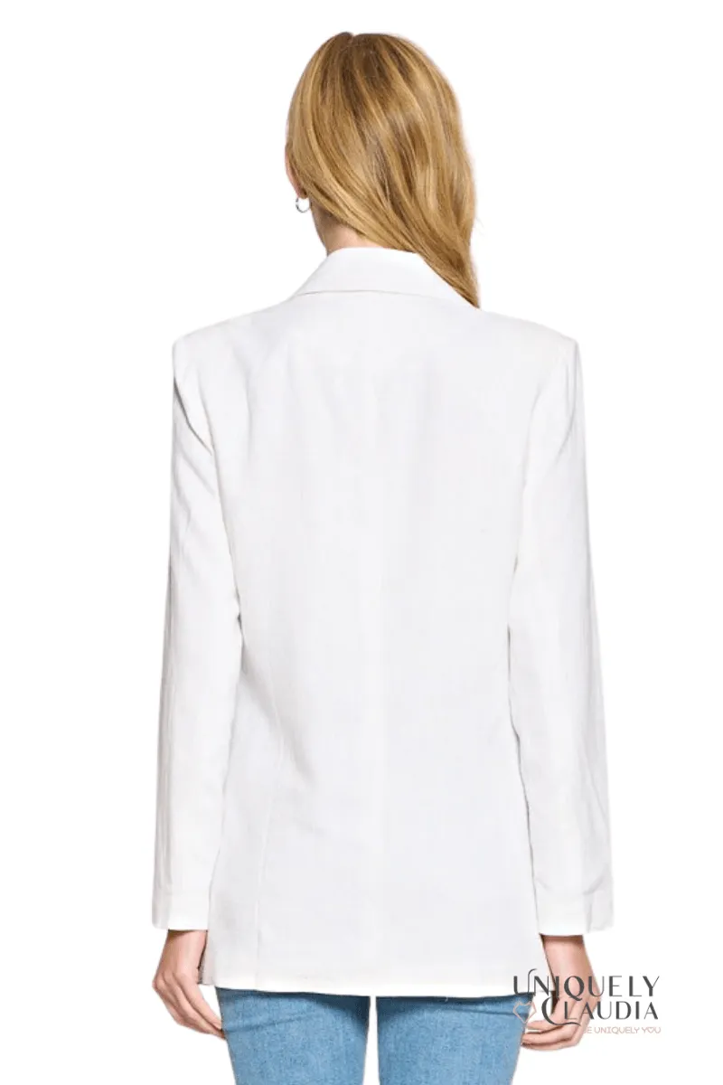 Nicole White Linen Blazer