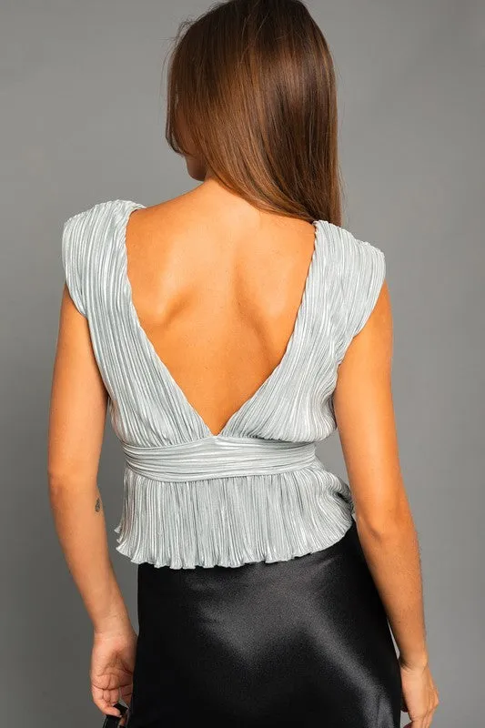 Pauline Power Shoulder Peplum Top