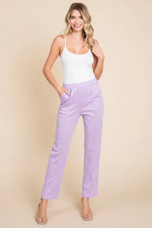 Pin Tuck Detail Slim Pants - Lilac