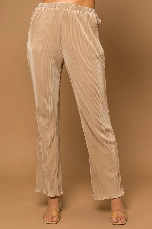 Plisse Fit And Flare Pants