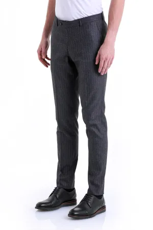 Regular Fit Pinstripe Side Pocket Low Waist Gray Dress Pants