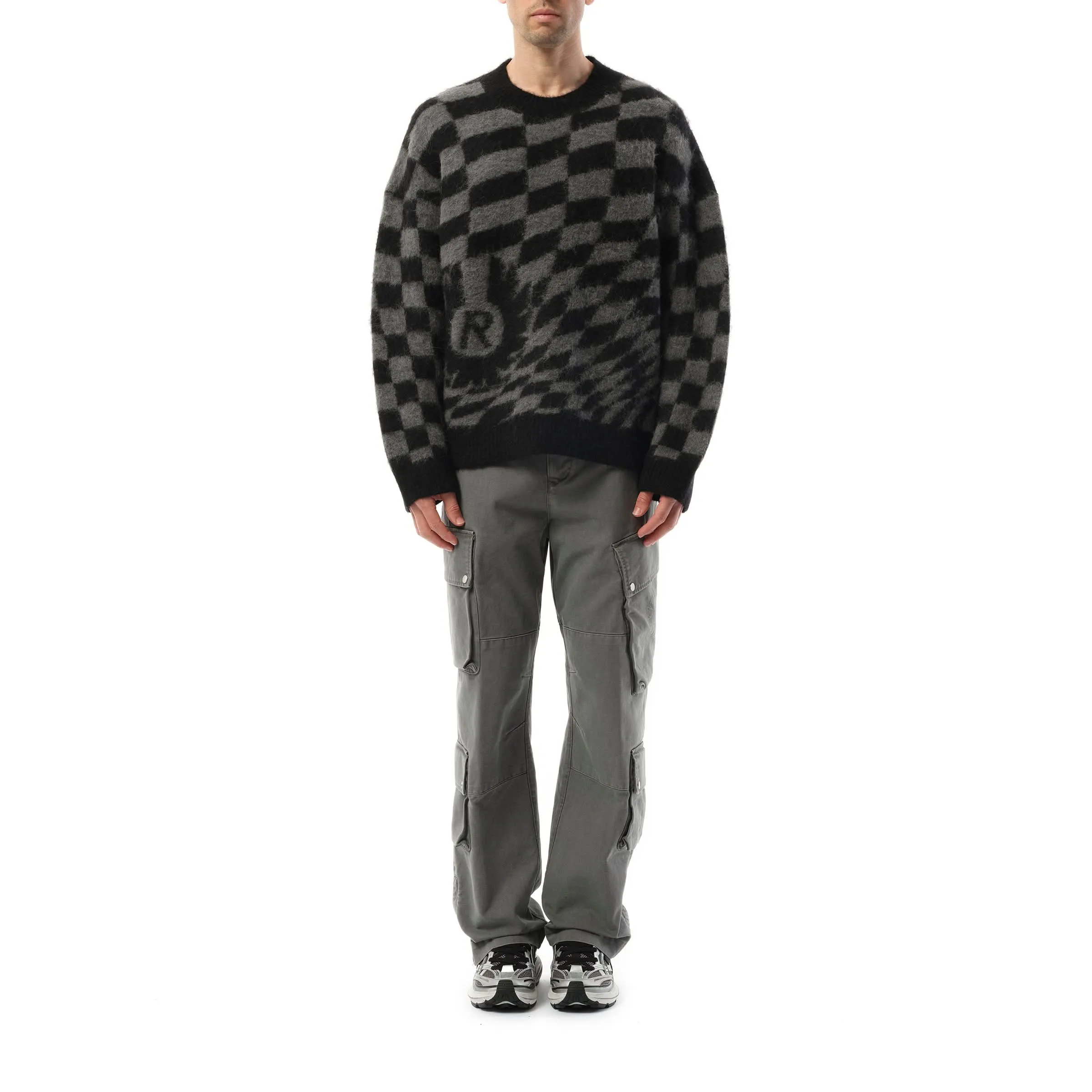 Represent X Belstaff Checkerboard Knit Sweater in Shadow