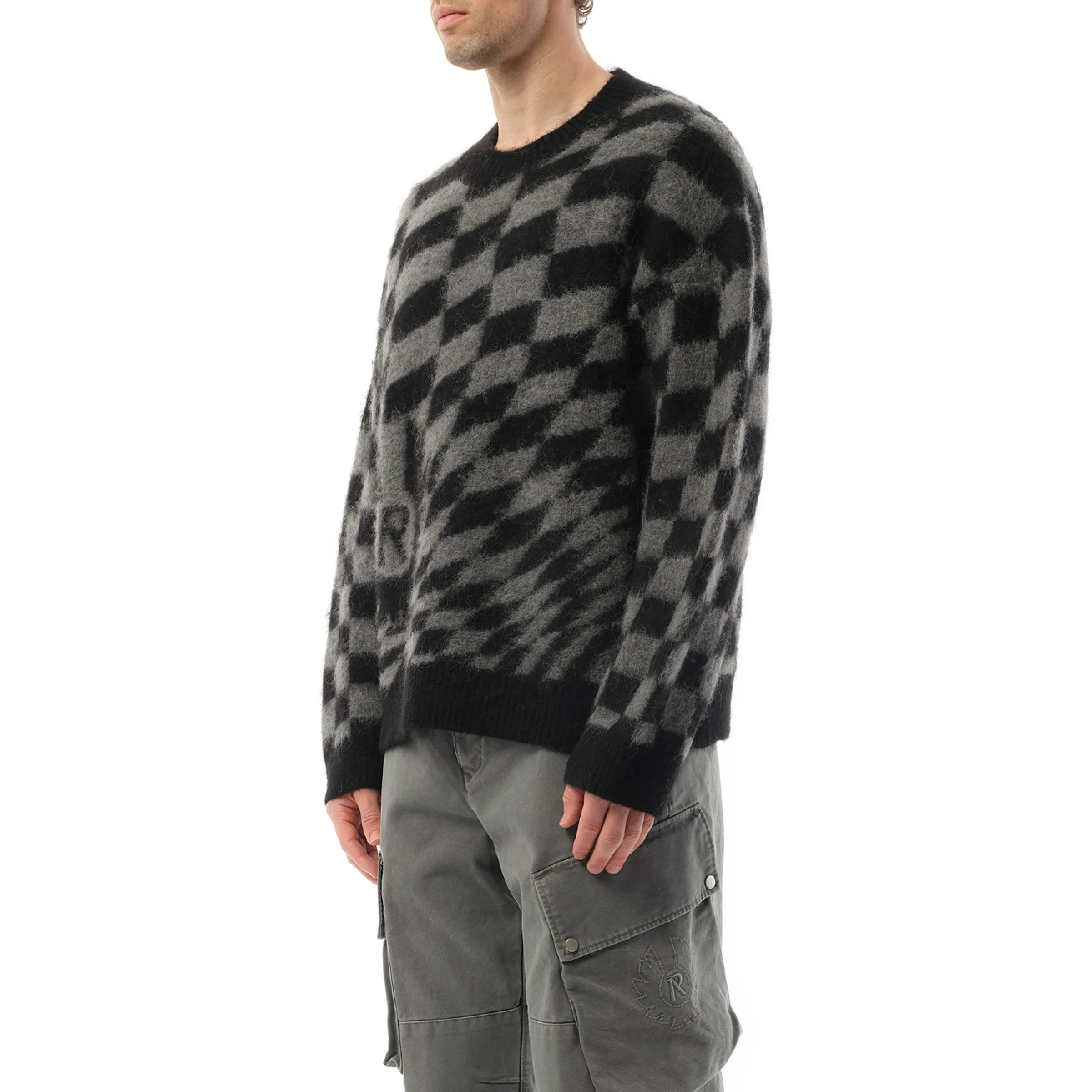 Represent X Belstaff Checkerboard Knit Sweater in Shadow