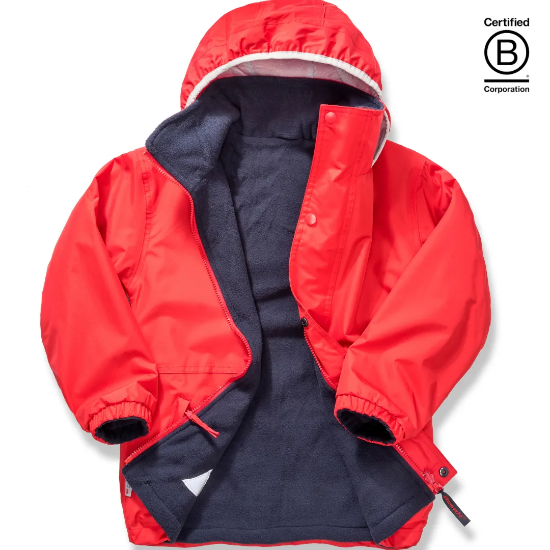 Reversible kids' waterproof school coat