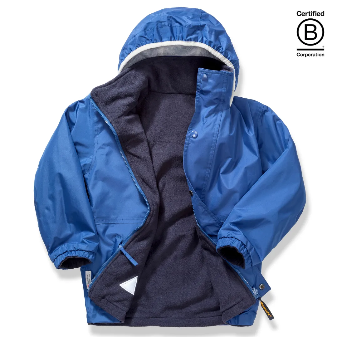 Reversible kids' waterproof school coat