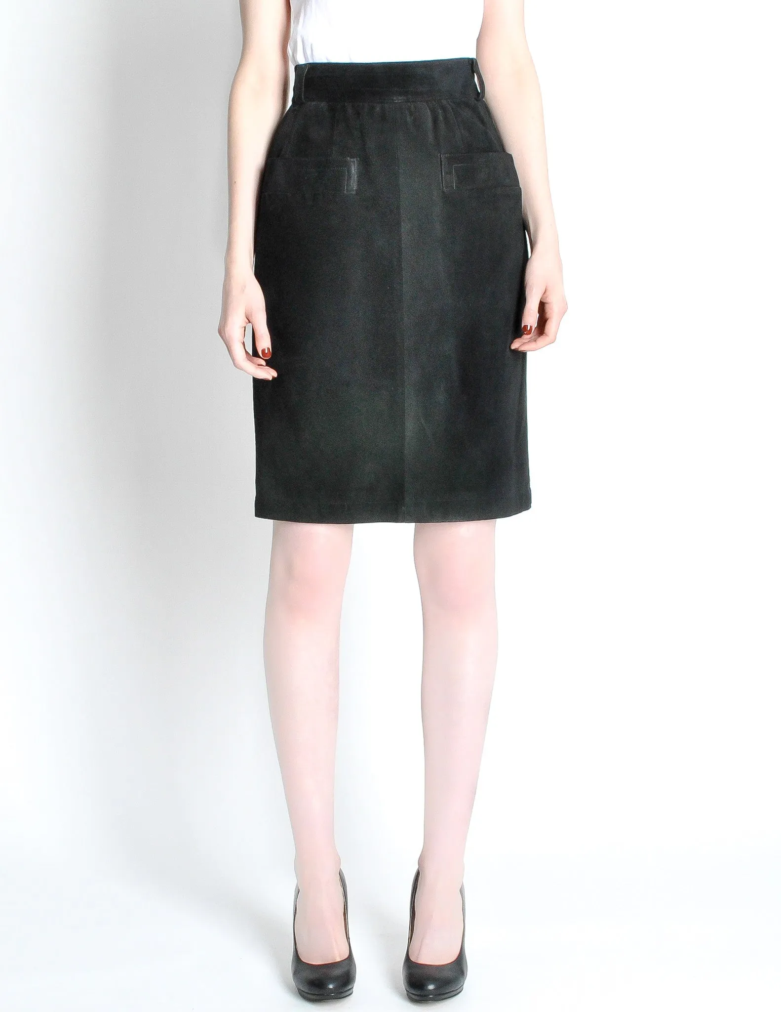 Saint Laurent Rive Gauche Vintage Black Suede Skirt