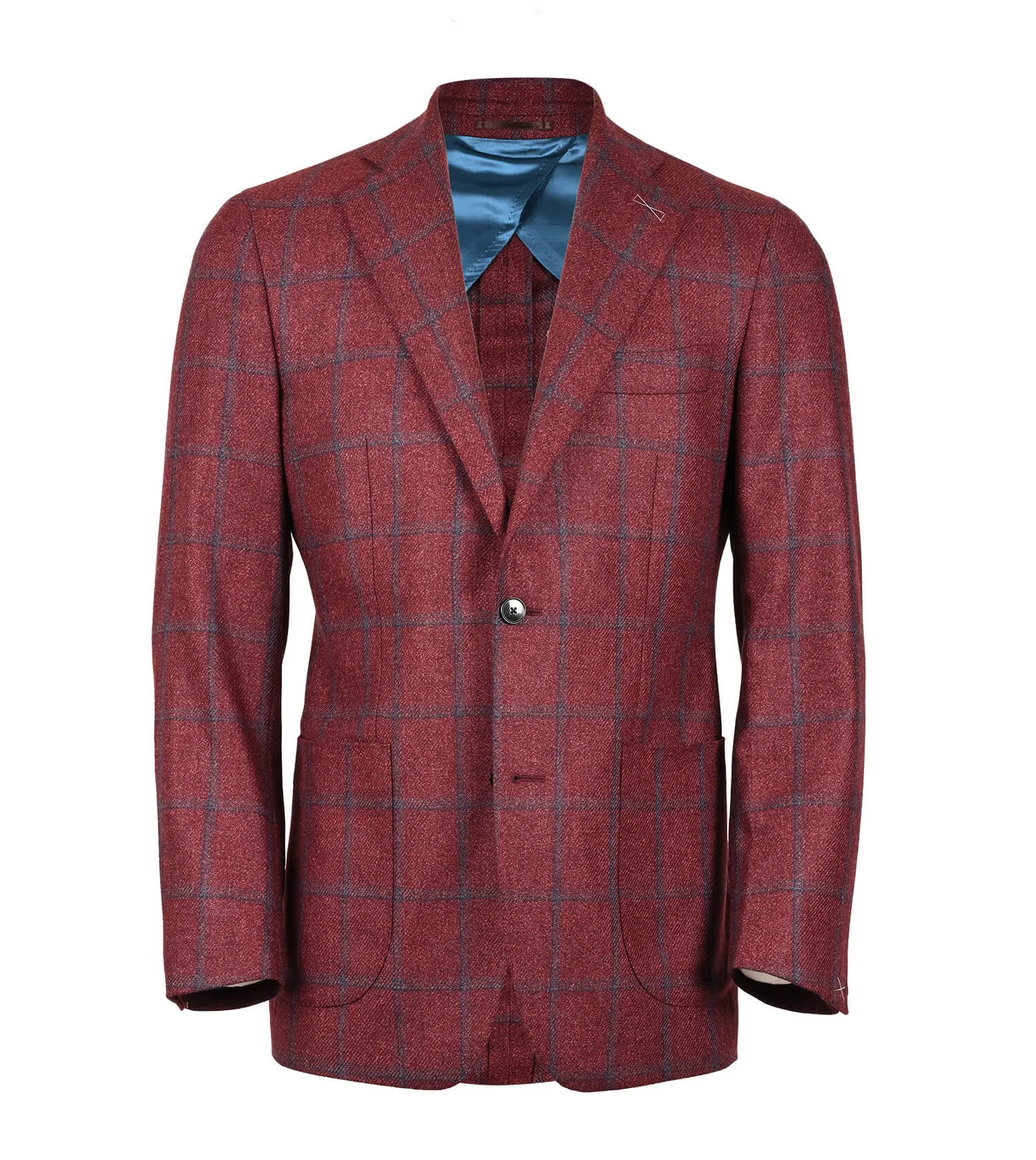 SAM MALOUF ORANGE LABEL Berry Red with Blue Windowpane Sport Coat