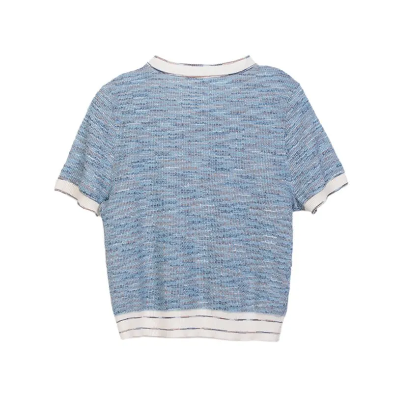 Sea Foam Short Sleeve Knitted T-shirts