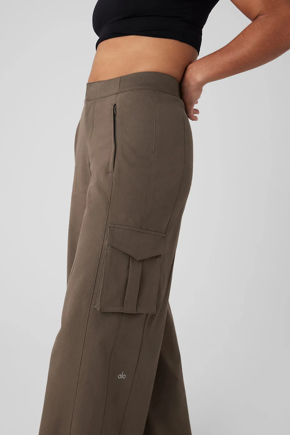 Show Off Cargo Wide Leg Trouser - Olive Tree