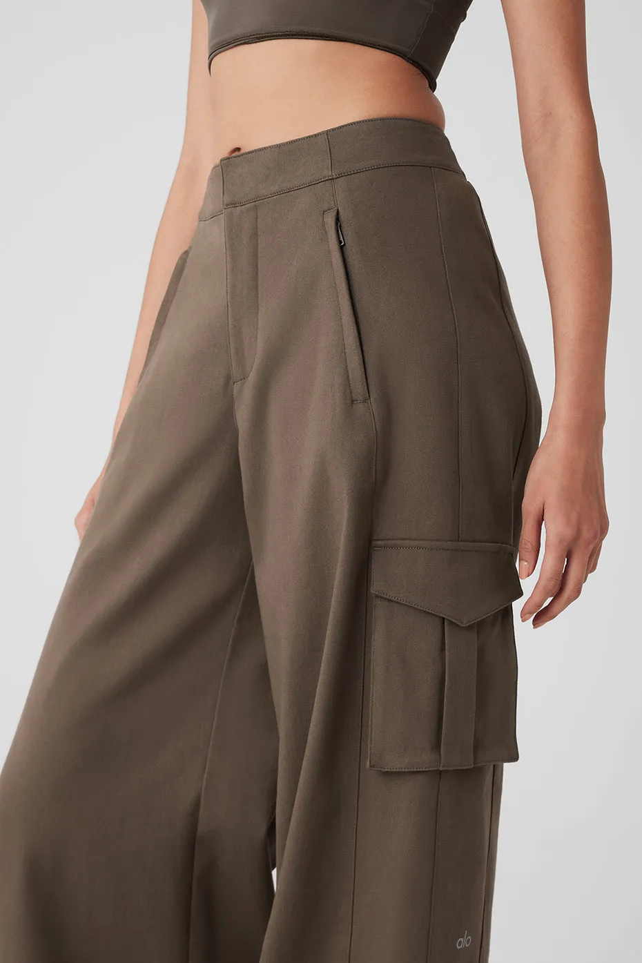 Show Off Cargo Wide Leg Trouser - Olive Tree