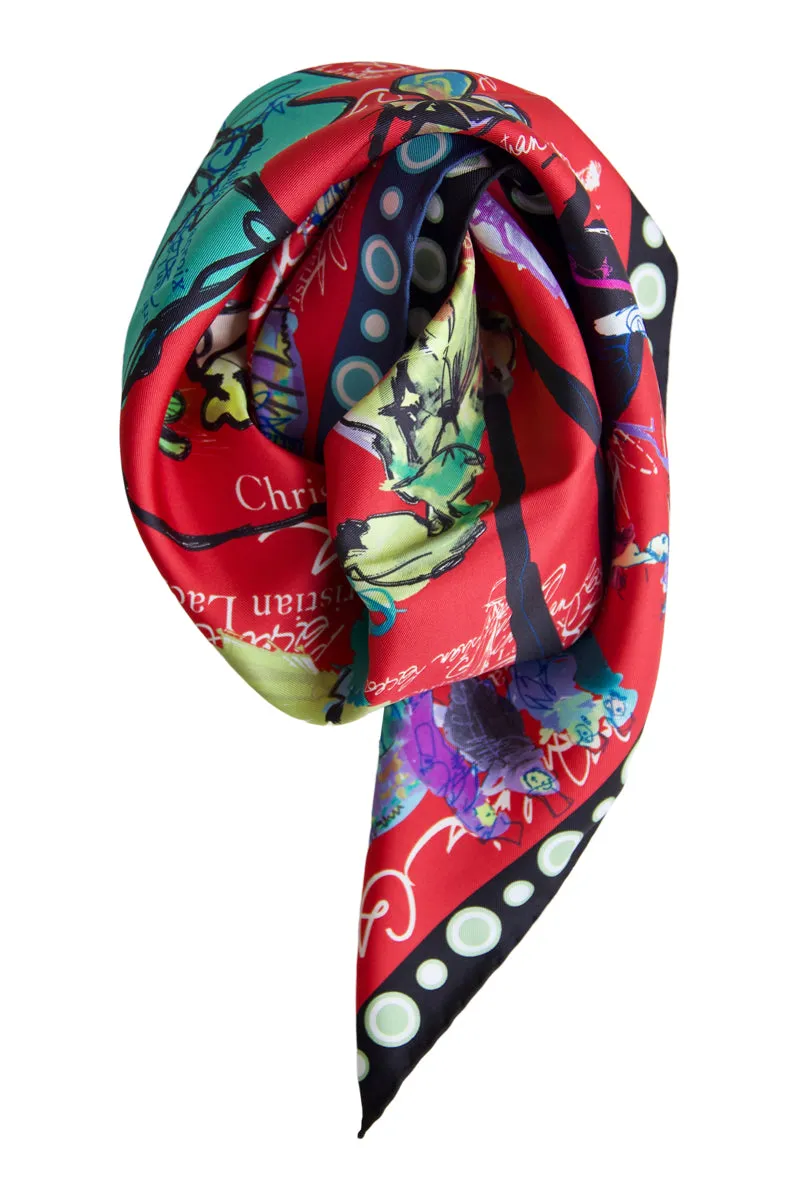 Silk scarf "Croquis" Lacroix - classic red