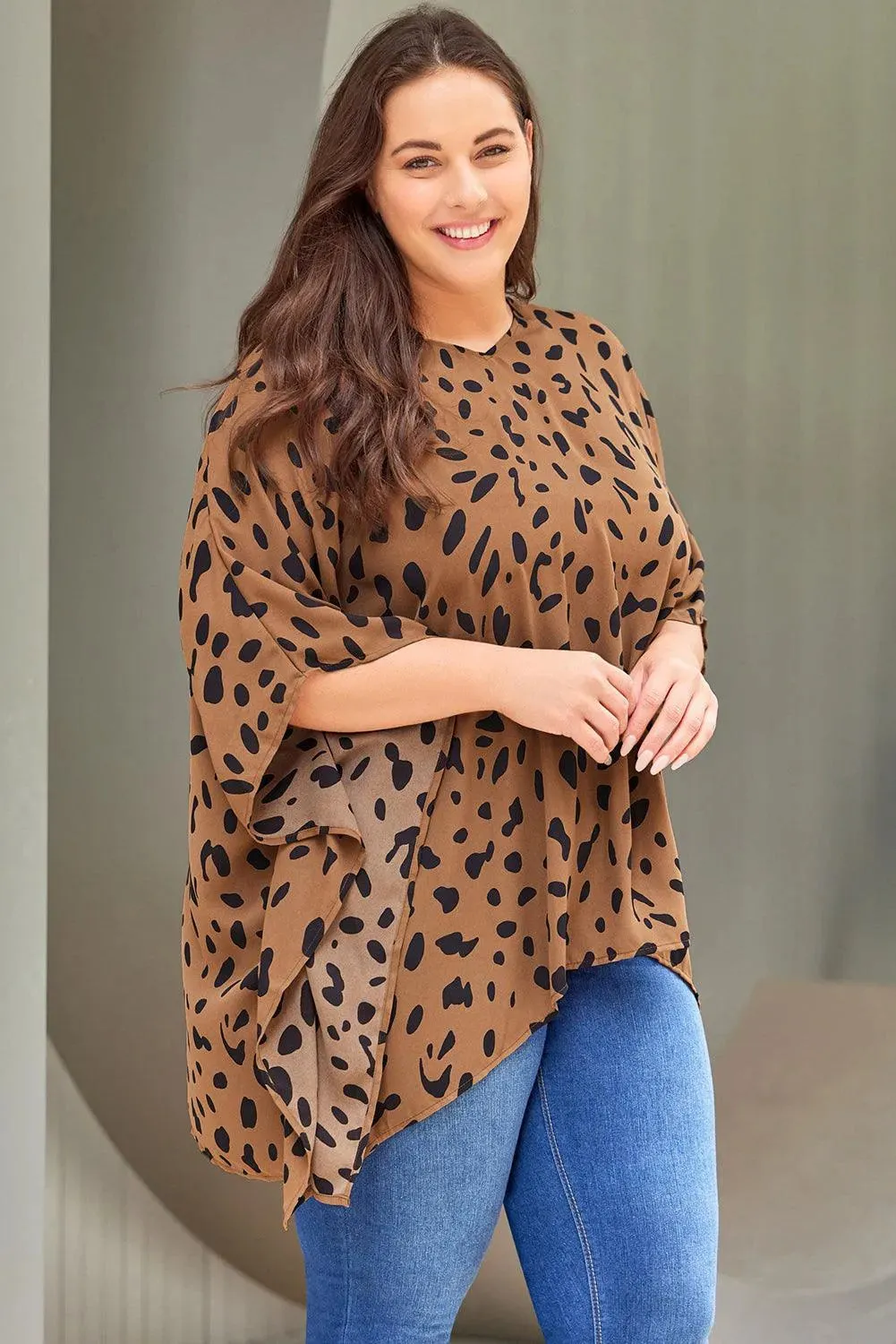 Stylish Plus Size Animal Print Blouse: Handkerchief Hem - Shop Now!