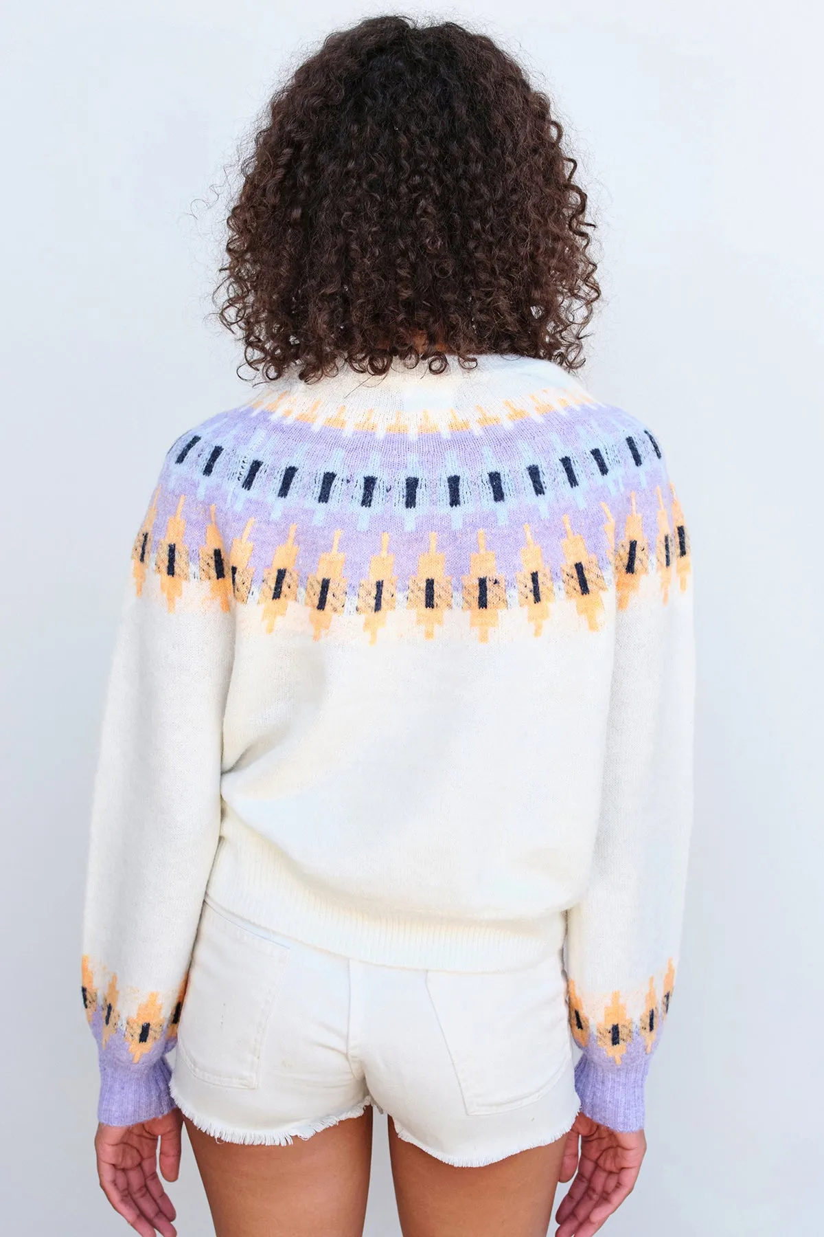 Sundry FairIsle Crew Sweater in Cream