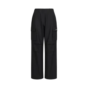 Tailored Wide Leg Cargo Pants in Black