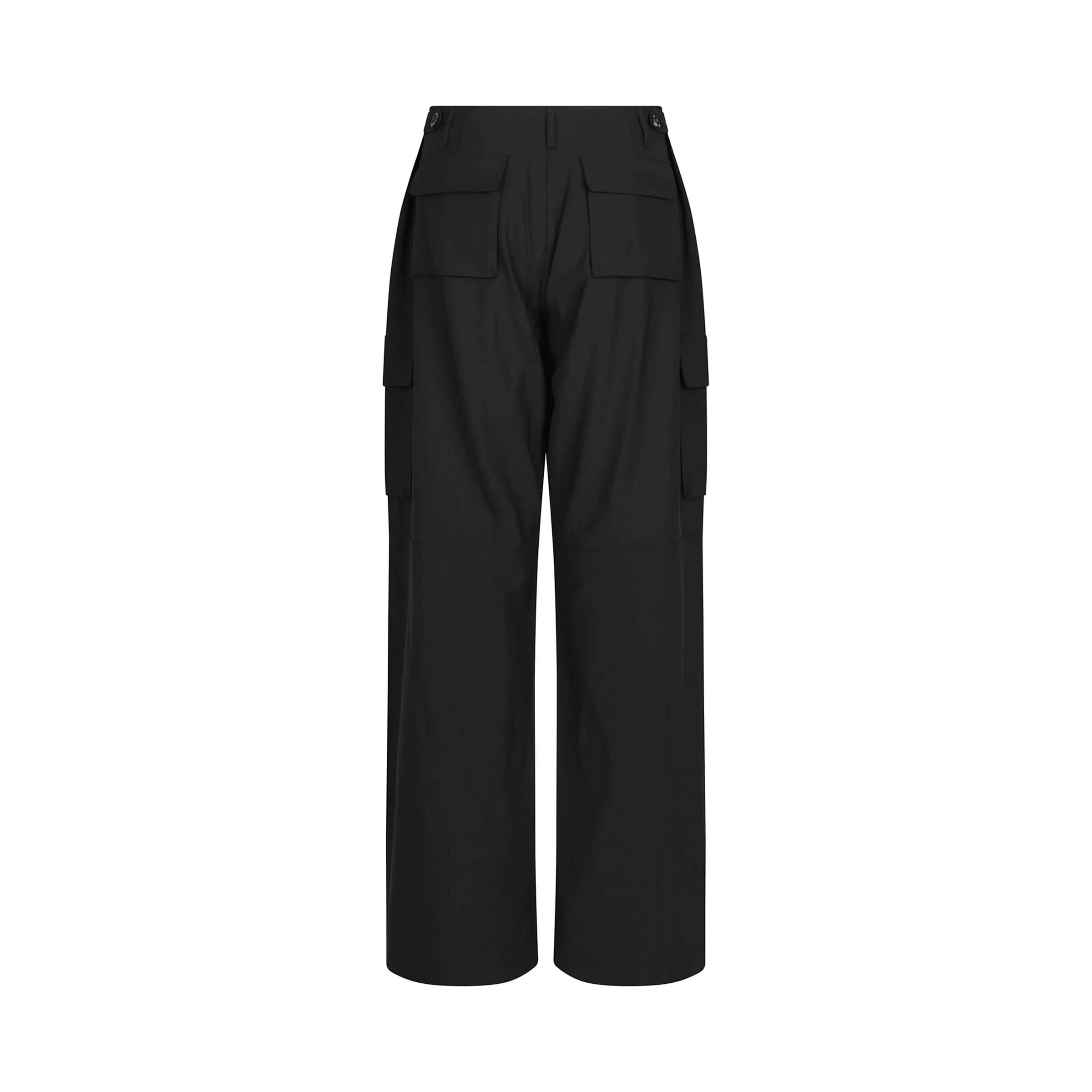 Tailored Wide Leg Cargo Pants in Black