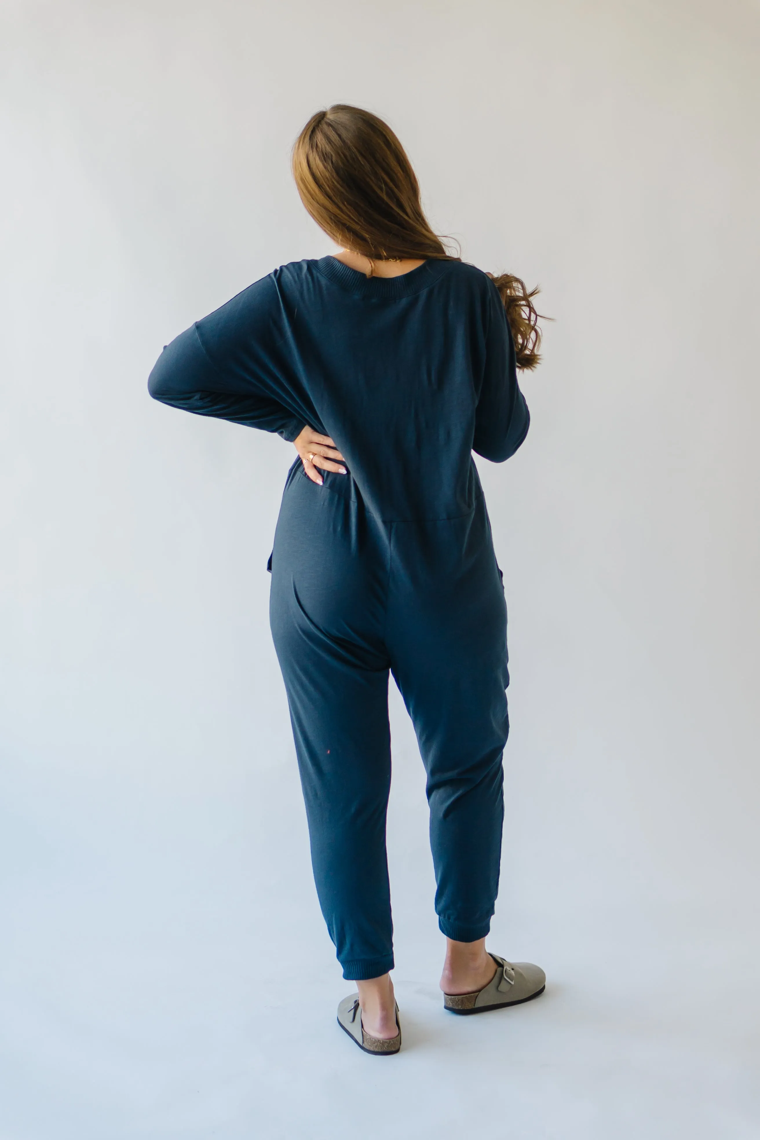 The Anoka V-Neck Jumpsuit in Midnight